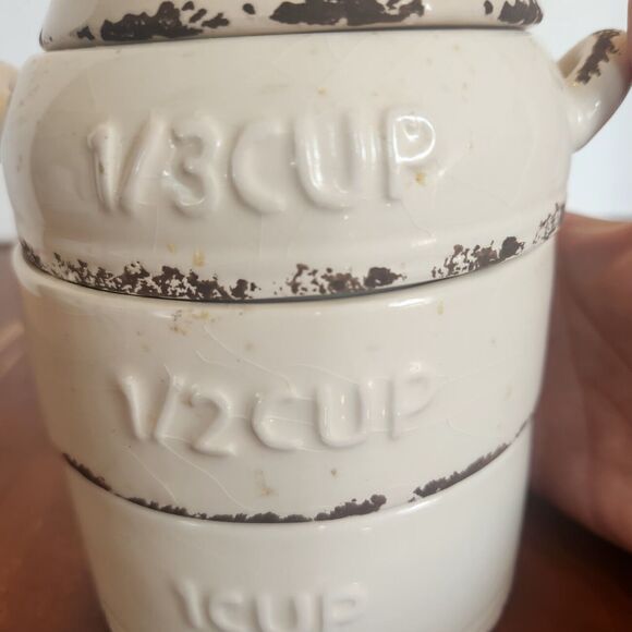 Stackable Ceramic Distressed Look Measuring Cups by LTD Commodities - Picture 4 of 9